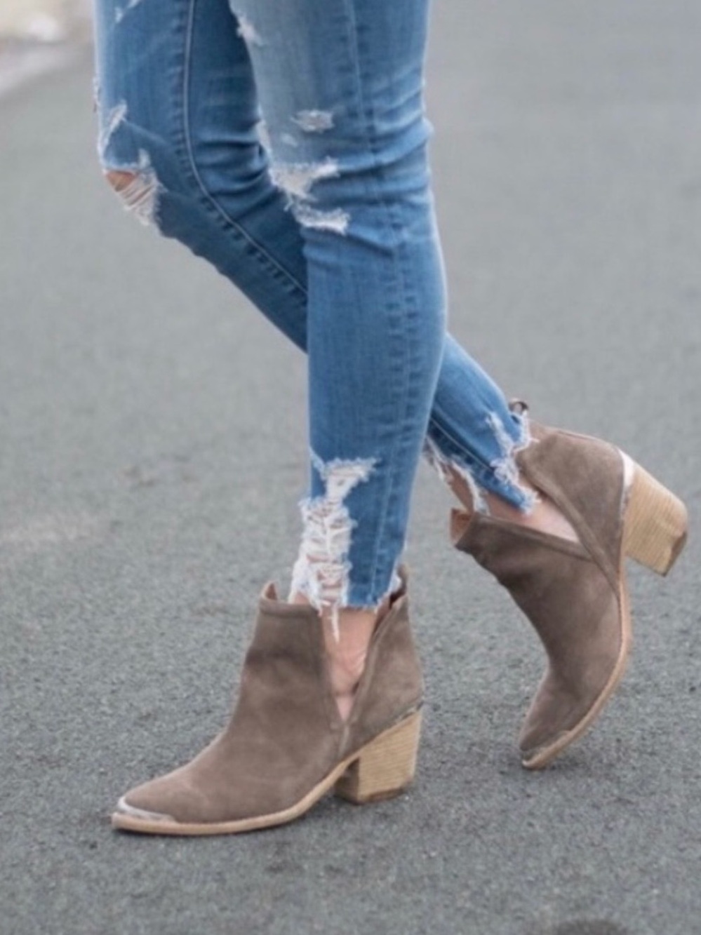 Jeffrey Campbell Cromwell Taupe Suede Leather Western Cut Out Bootie Size 11 EUC
